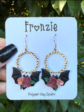 Floral Bat Dangle Earrings