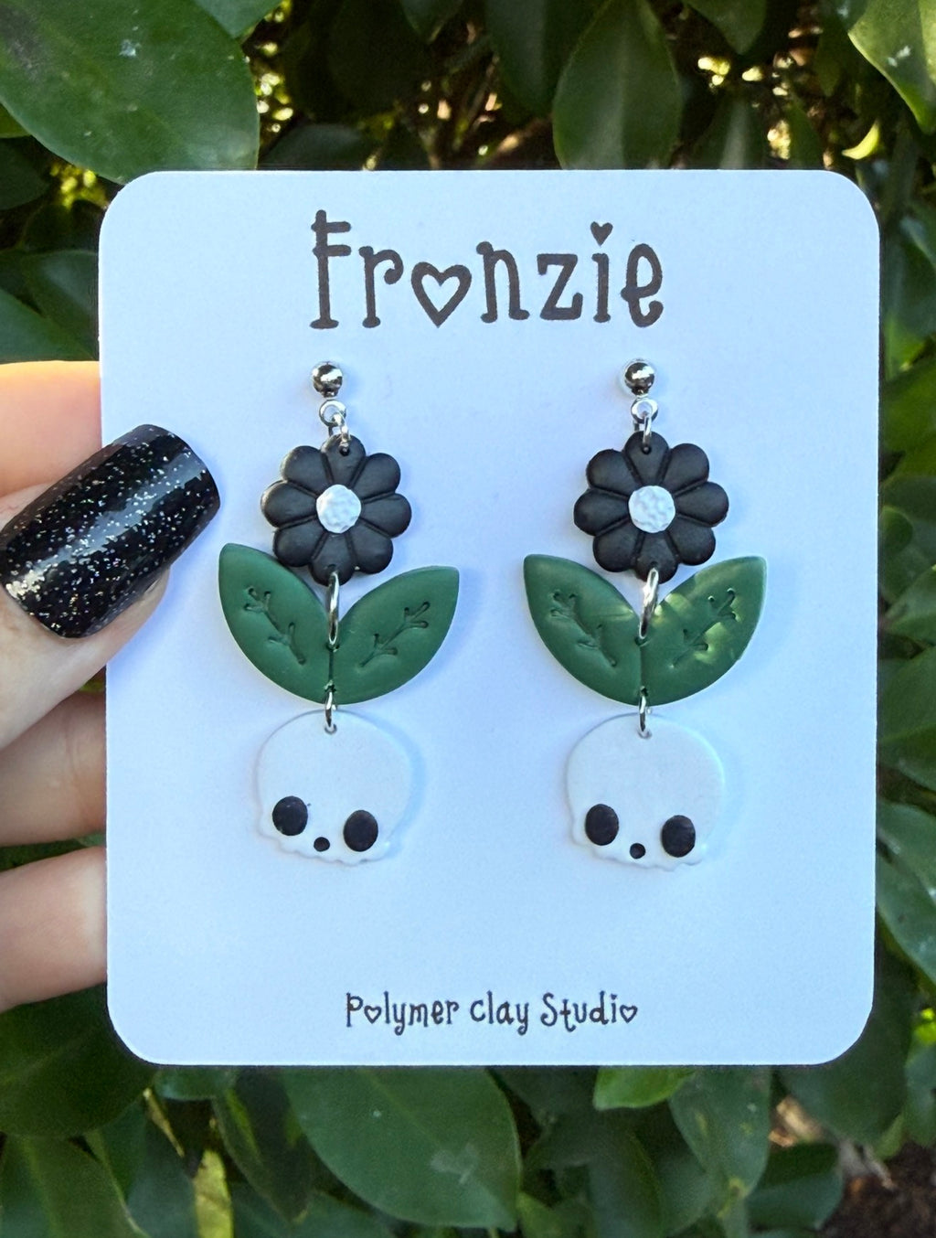 Flower & Skull Dangle Earring