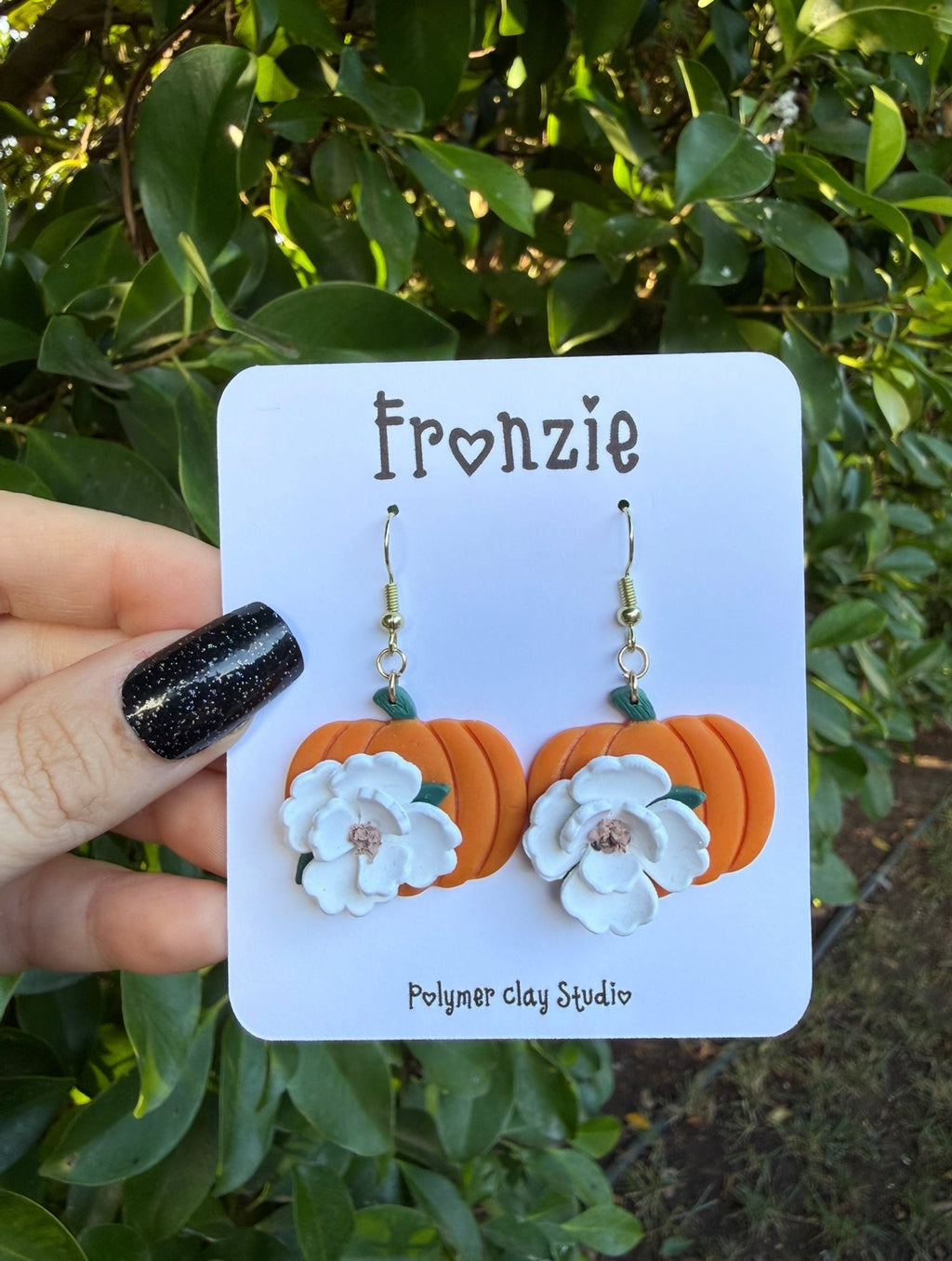 Floral Pumpkin Dangle Earrings