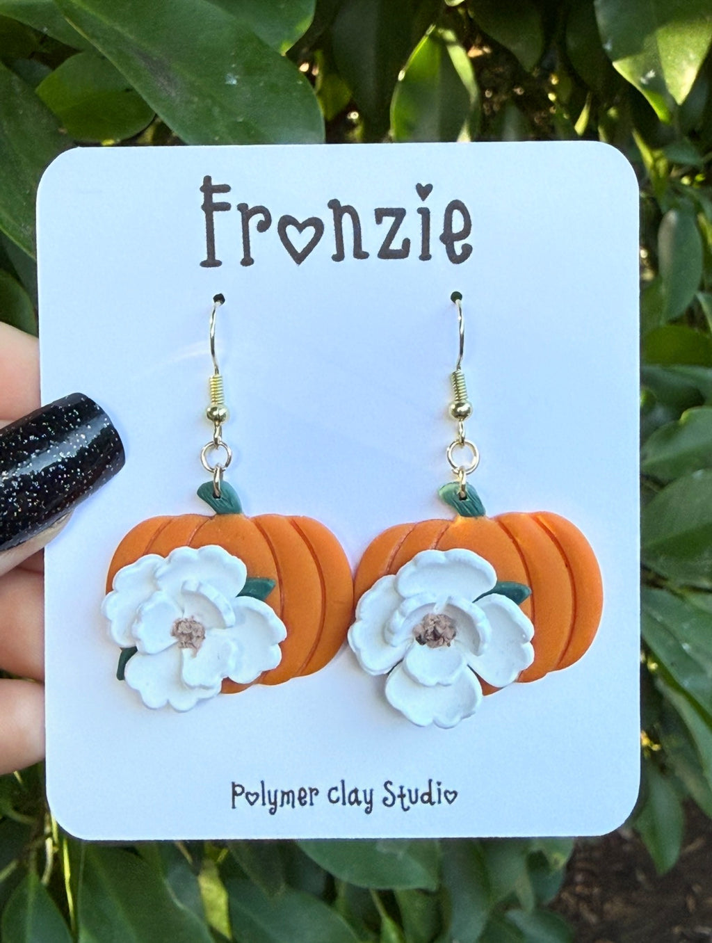 Floral Pumpkin Dangle Earrings