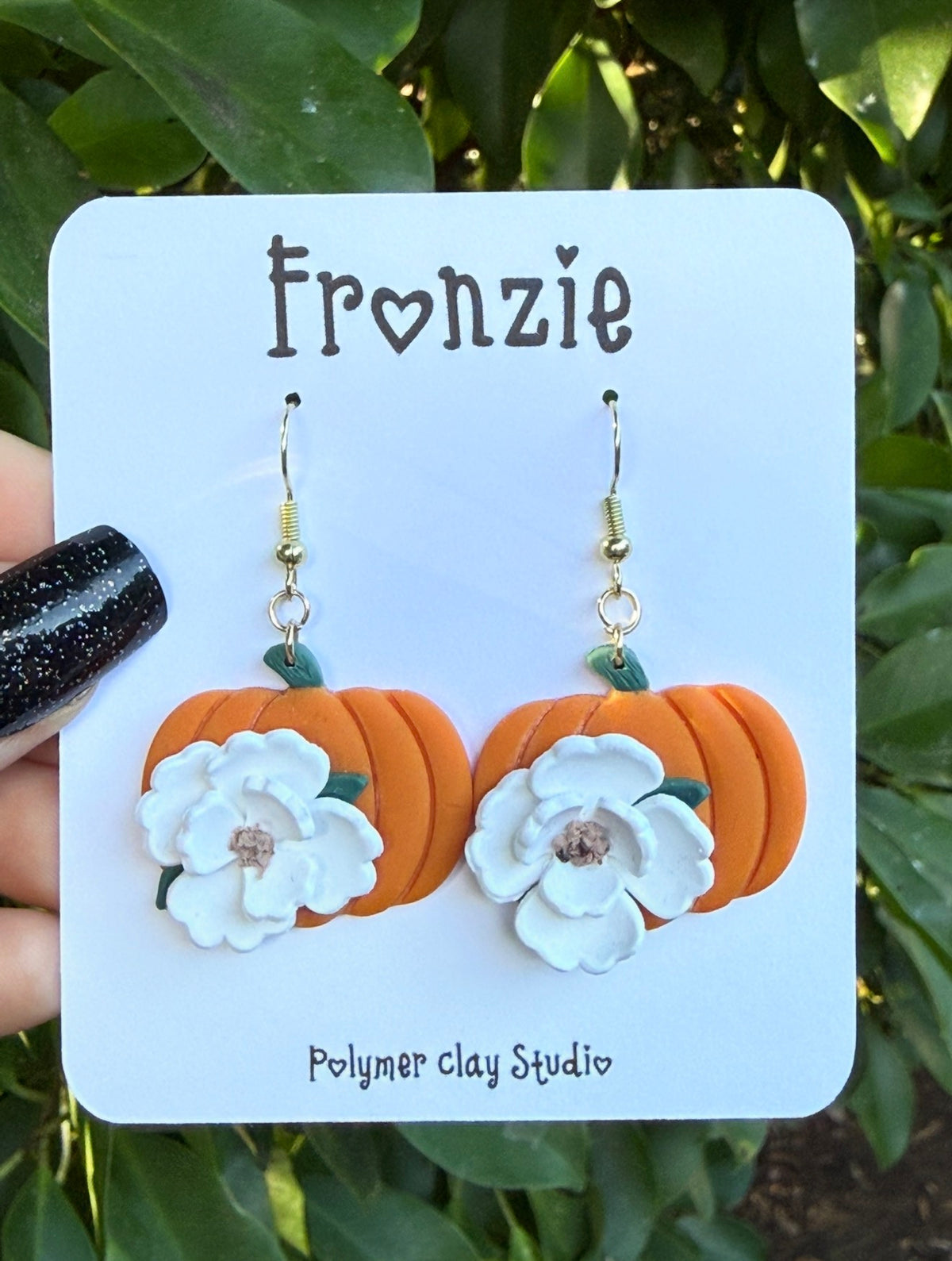 Floral Pumpkin Dangle Earrings